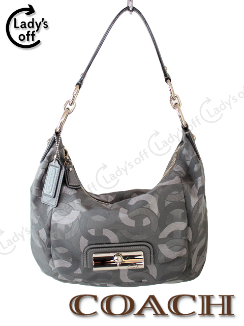 コーチ[COACH] 2way ショルダーバッグ オプアート グレー ハンドバッグ　シルバー