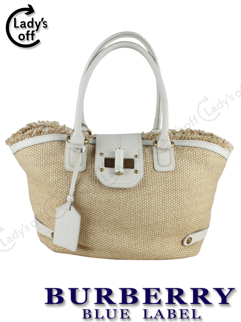 バーバリーブルーレーベル[Burberry] ストロー トートバッグ