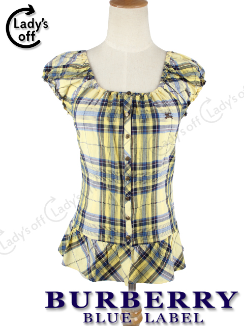 バーバリーブルーレーベル[Burberry] チェック柄 フリルシャツ