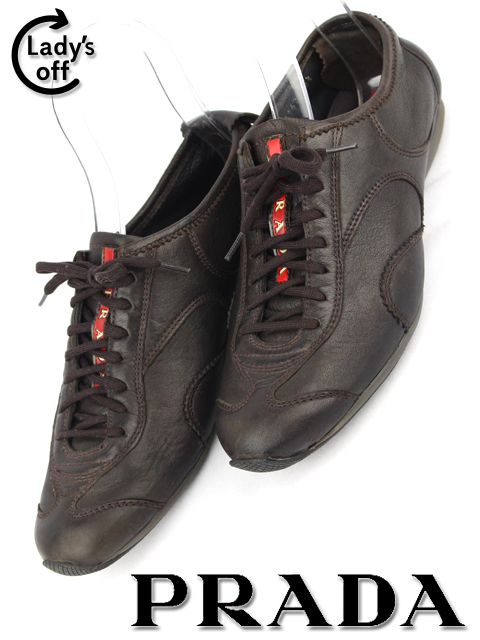 プラダスポーツ [ PRADA ] レザー スニーカー ブラウン 茶色 SIZE[5.5] メンズ シューズ 靴 | 買取実績 | レディースオフ
