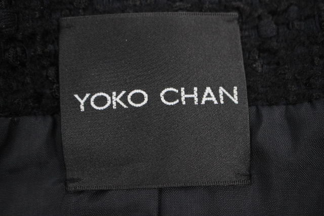 ヨーコチャン ［ YOKO CHAN ］ ツイード ノーカラー ジャケット 黒 ...