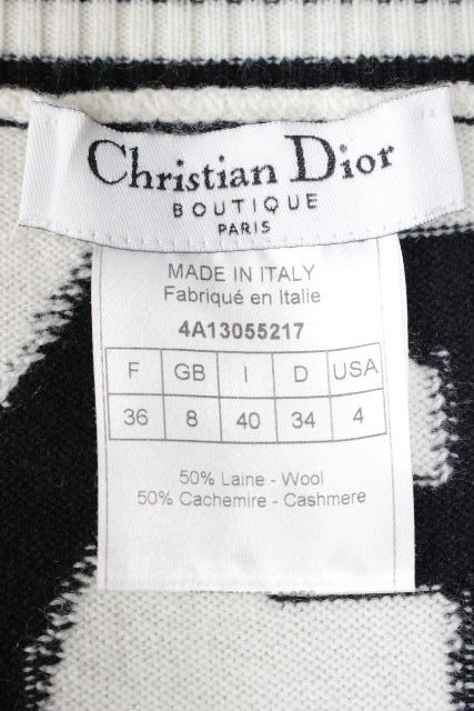 ディオール ［ Dior ］ カシミヤ ハート ロゴ ニット セーター 白黒 ...