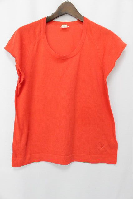 エルメス[HERMES] Hロゴニット カットソー レッド オレンジ系 半袖 SIZE［42］ レディース トップス セーター ニットソー