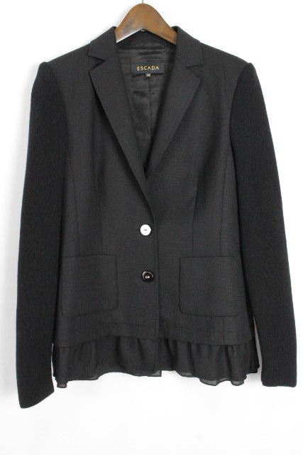 エスカーダ［ESCADA］ フリル ニット ジャケット ブラック 黒 SIZE［34］ レディース トップス アウター