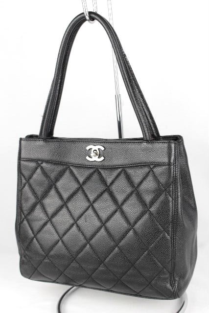 シャネル [ CHANEL ] ターンロック キャビアスキン ハンドバッグ ブラック 黒 レディース トートバッグ