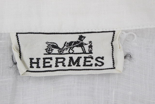 エルメス [ HERMES ] リネン シャツ ホワイト 白 半袖 SIZE[39 15・1/2] メンズ トップス カジュアルシャツ 麻