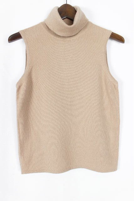 エルメス [ HERMES ] カシミヤ100％ ハイネック ニット セーター SIZE［XS］ レディース ノースリーブ トップス ベージュ