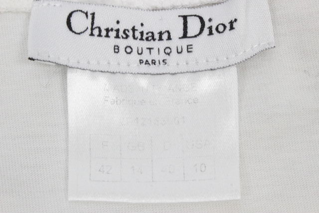クリスチャンディオール [ ChristianDior ] 2002 フラワー 金魚 ししゅう ノースリーブ Tシャツ ホワイト レディース