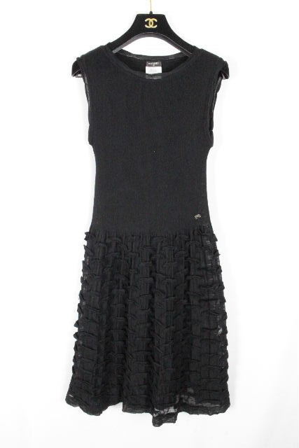 シャネル ［ CHANEL ] P40 フリル フレアー ワンピース ブラック 黒 SIZE［38］ レディース ワンピ