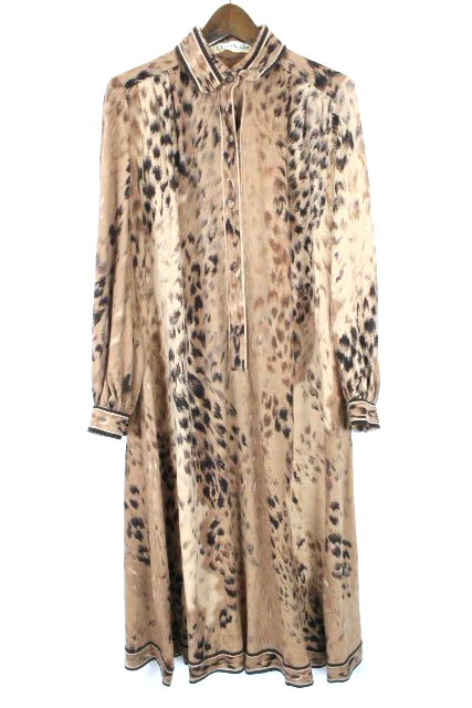 レオナール ［ LEONARD ］ レオパード柄 ロング ワンピース SIZE[2] レディース ベルト ワンピ ヒョウ柄 豹柄