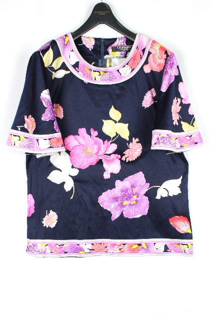 レオナール ［ LEONARD ］ フラワー プルオーバー カットソー ネイビー 紺色 半袖 SIZE[M] レディース トップス Tシャツ 花柄