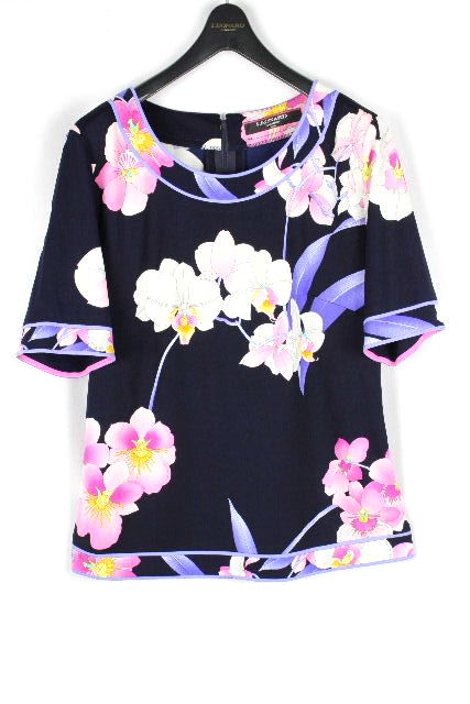 レオナール ［ LEONARD ］ フラワー プルオー カットソー ネイビー 紺色 半袖 SIZE[M] レディース トップス Tシャツ 花柄