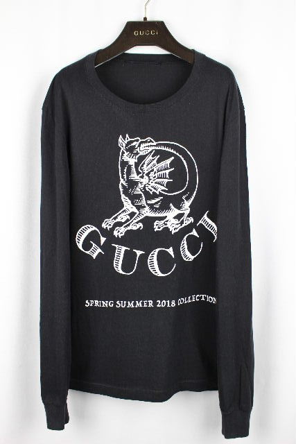 グッチ ［ GUCCI ] ドラゴン ロゴ ロングTシャツ ブラック 黒 SIZE[S] メンズ トップス ロンT カットソー 長袖 ?