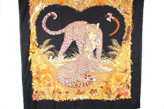 エルメス HERMES カレジェアン ジャングルラブ カシシル JUNGLE LOVE 140 カシミヤ シルク 大判ストール ショール　 P735