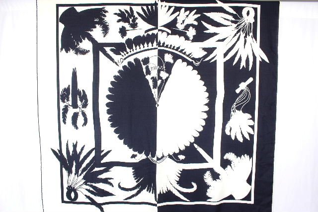 エルメス HERMES 総柄 カシミヤ シルク カレ ブラジル BRAZIL１４０ カシシル 大判 スカーフ ストール ホワイト ブラック　P932