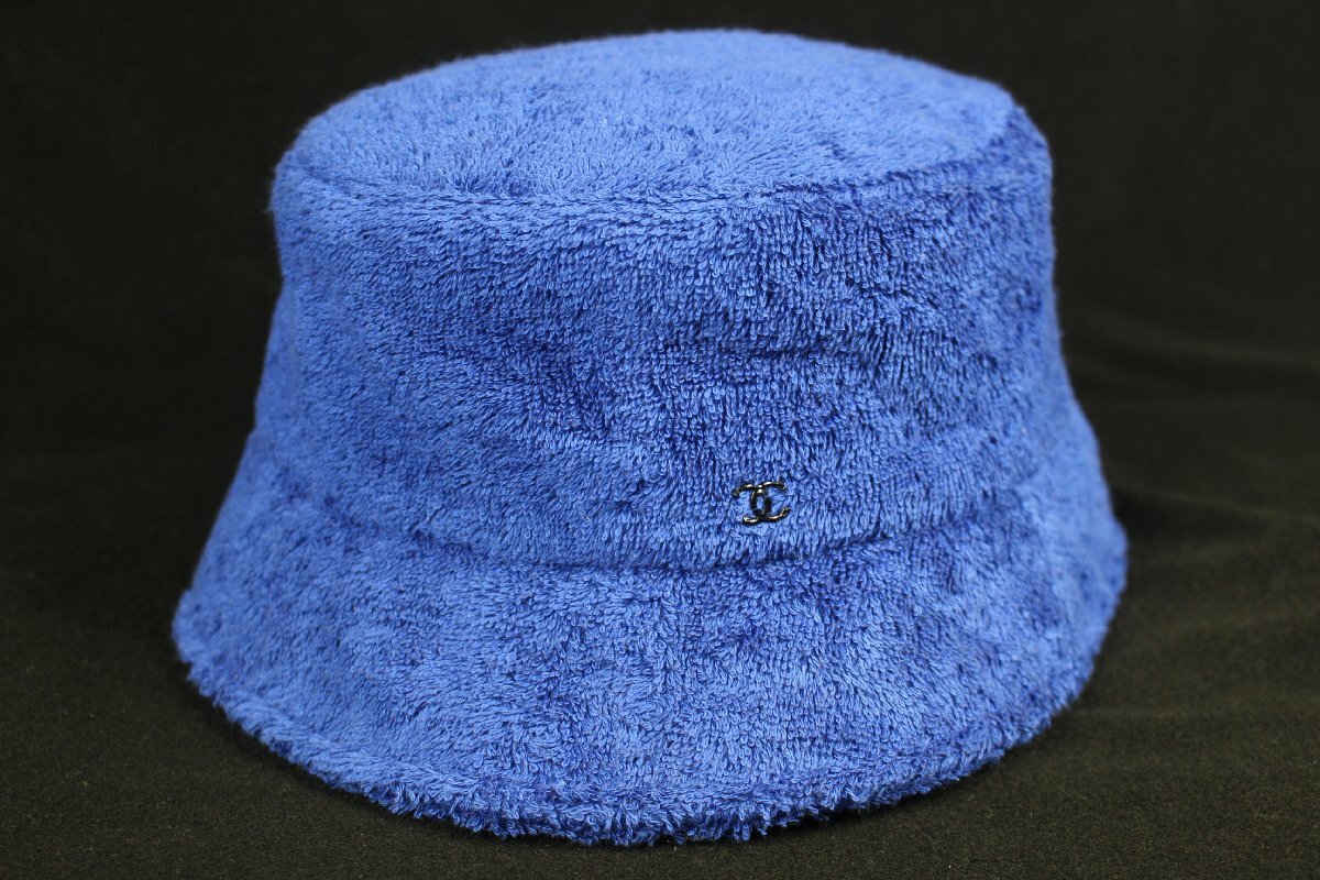 21SS 21C シャネル CHANEL パイル地 バケット ハット 帽子 ブルー M B73/T4/T8