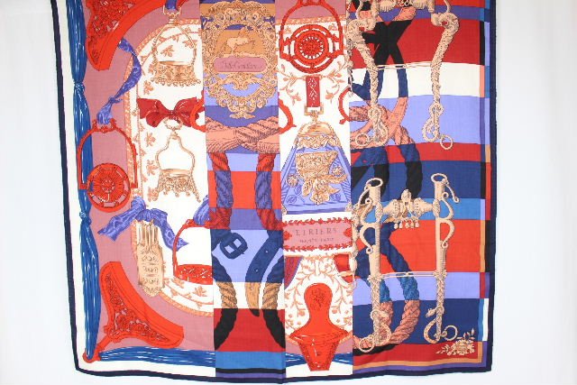 エルメス HERMES カシシル カレ140 カレジェアン 鐙 馬具柄 ETRIERS カシミヤ 大判 スカーフ　 P1142